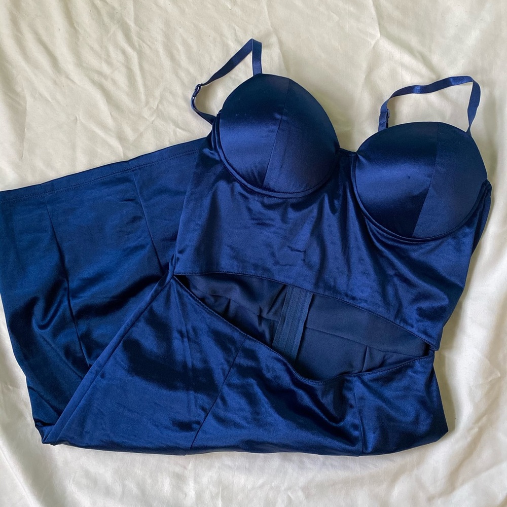 Blue satin dress